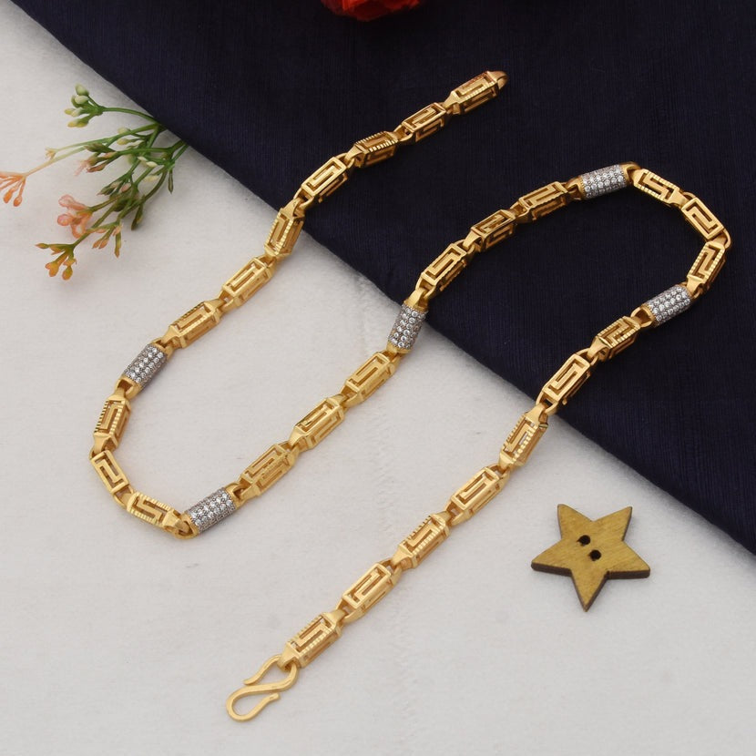 1 Gram Gold Forming Unique Design Premium-Grade Quality Chain for Men - Style B956 - AmazingBaba