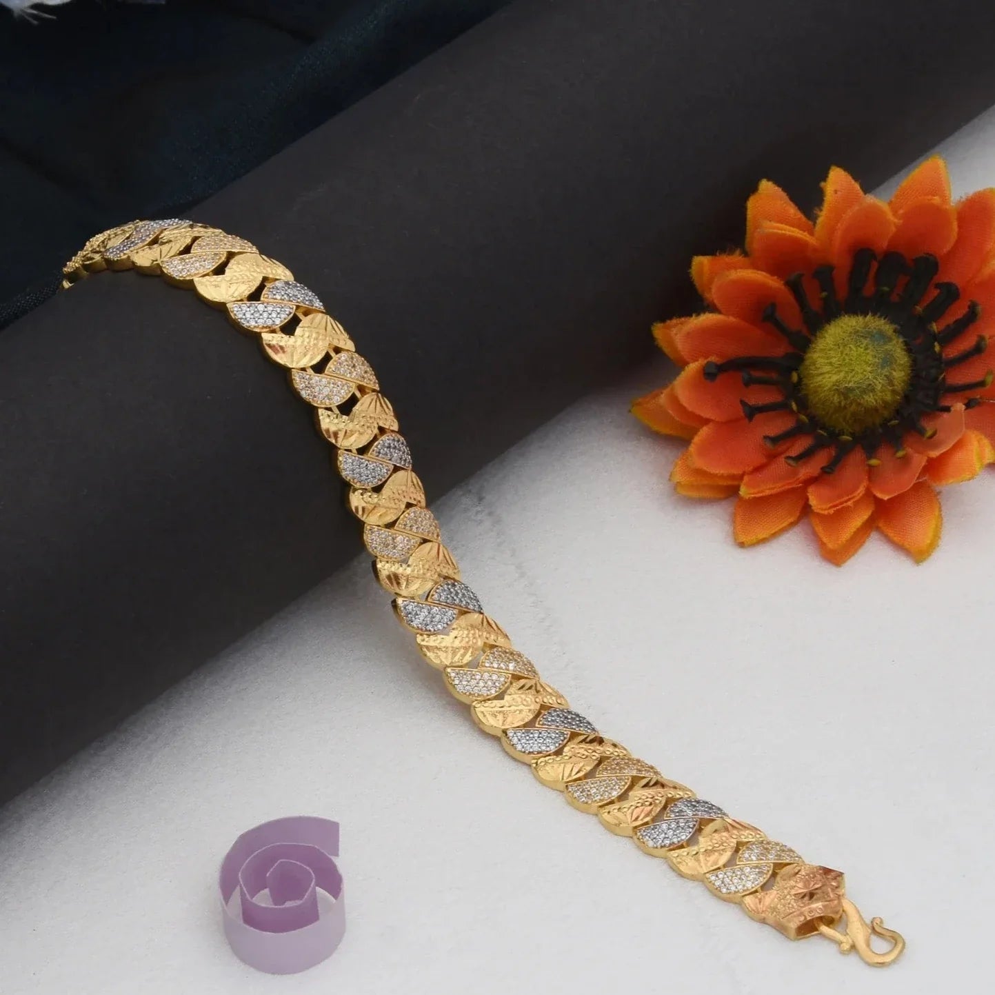 1 Gram Gold Plated with Diamond Glamorous Bracelet - Style C522 - AmazingBaba