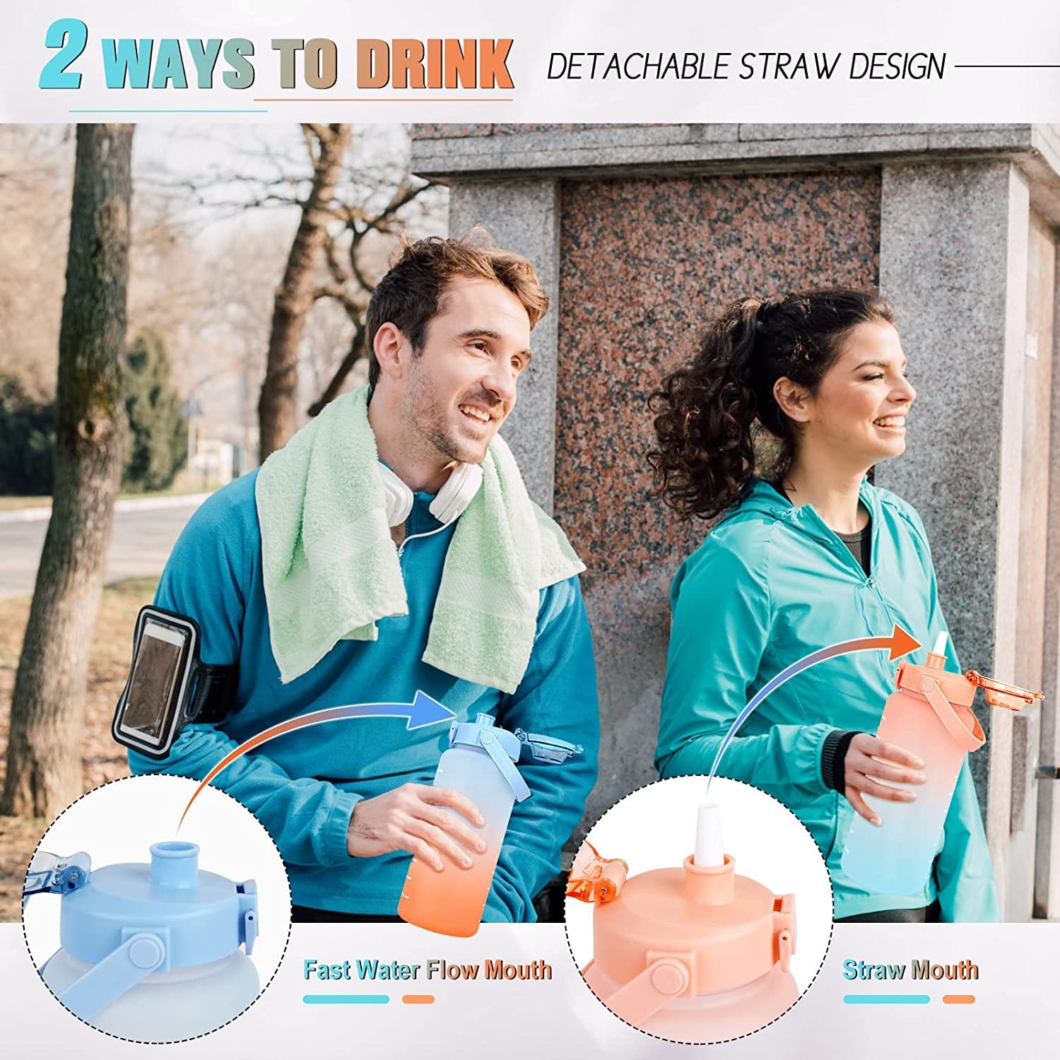 SPEAR Set of 3 Water Bottle with Motivational Time Marker - AmazingBaba