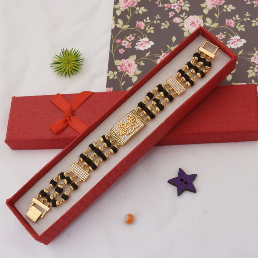 Mahadev Design High-Quality Gold Plated Rudraksha Bracelet for Men - Style C735 - AmazingBaba