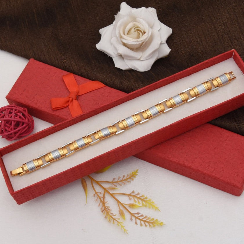 Attention-Getting Design Golden & Silver Color Bracelet for Men - Style A369 - AmazingBaba