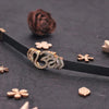 Eye-Catching Diamond OM Leather Belt Gold Plated Bracelet - Style A386 - AmazingBaba