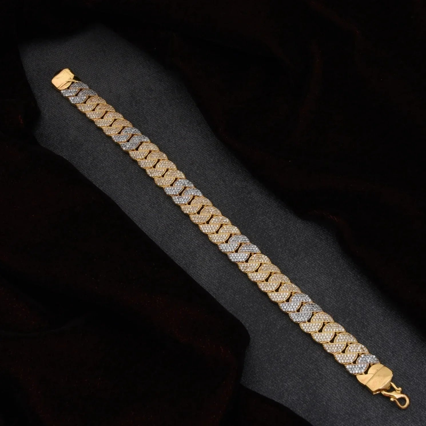 1 Gram Gold Plated with Diamond Artisanal Bracelet - Style C521 - AmazingBaba