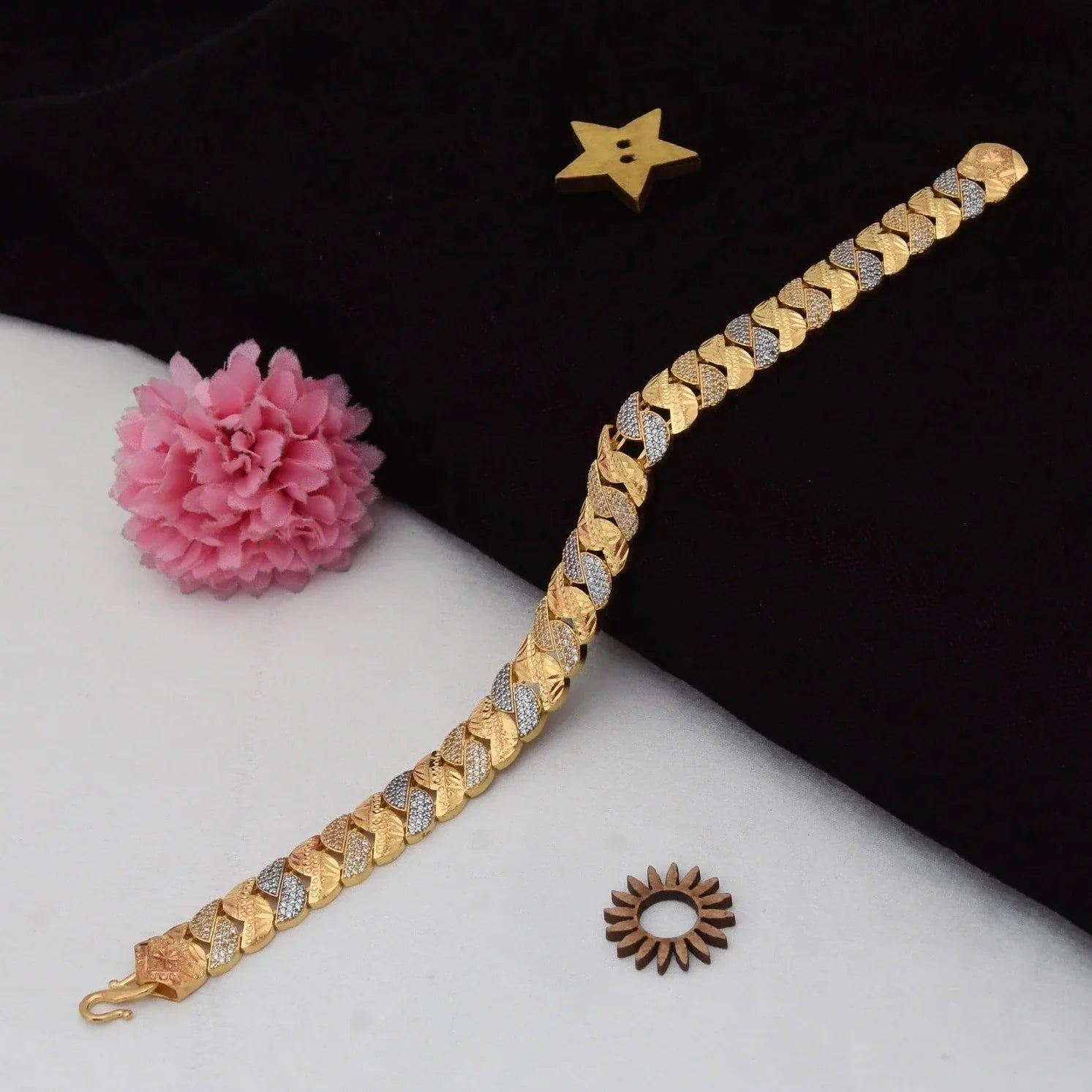 1 Gram Gold Plated with Diamond Glamorous Bracelet - Style C522 - AmazingBaba