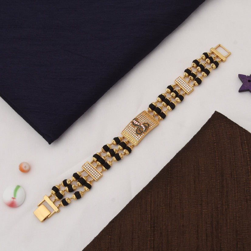 Goga Maharaj Glittering Design Gold Plated Rudraksha Bracelet for Men - Style C795 - AmazingBaba