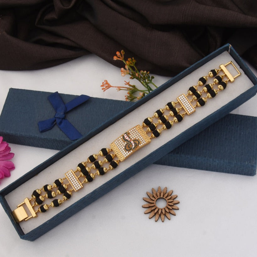 Goga Maharaj Glittering Design Gold Plated Rudraksha Bracelet for Men - Style C795 - AmazingBaba