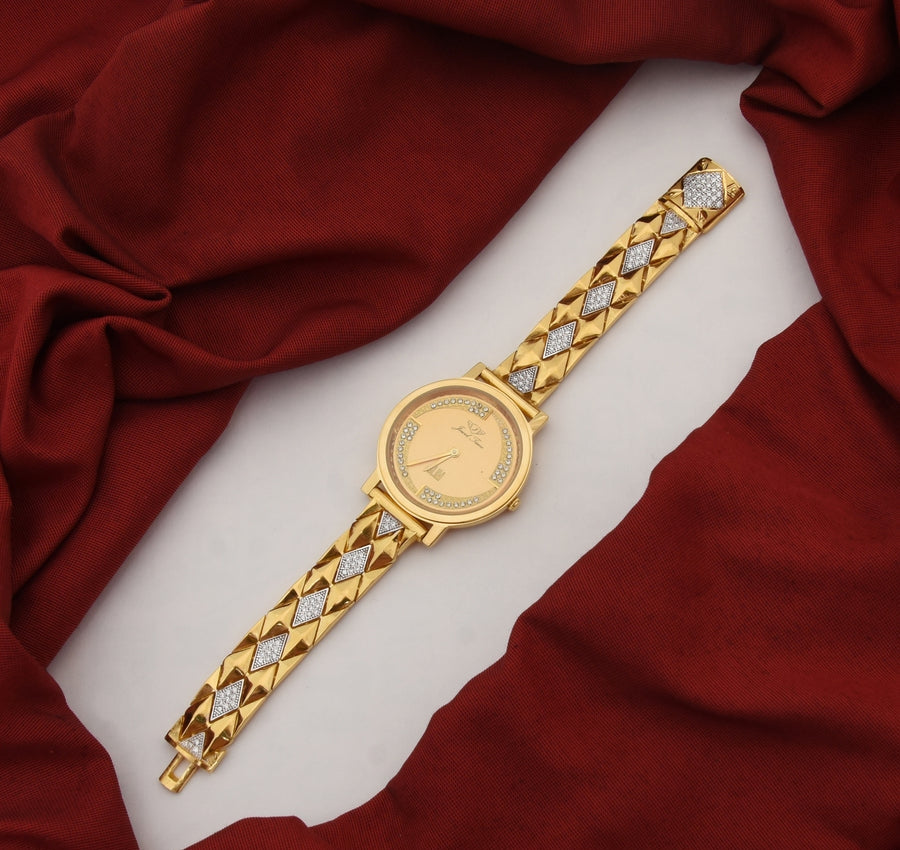 1 Gram Gold Plated with Diamond Fashion-Forward Watch for women