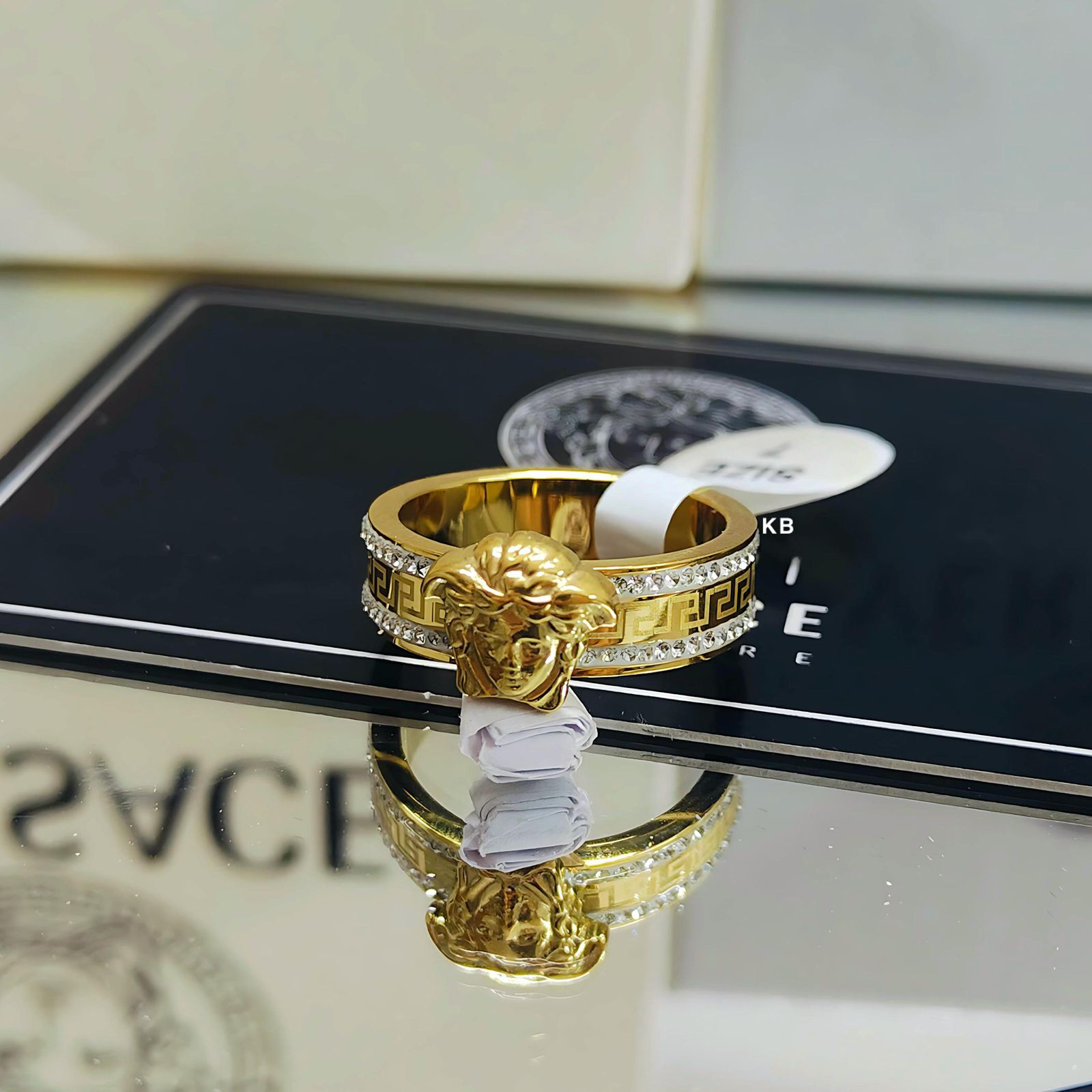 Medusa studded stone ring