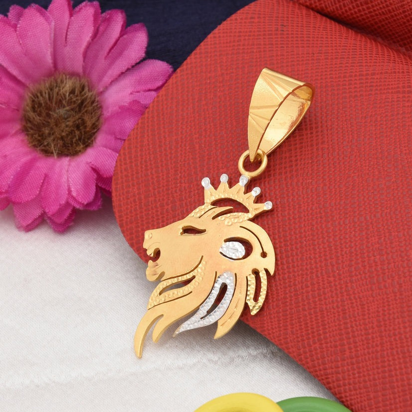 1 Gram Gold Plated Lion Decorative Design Best Quality Pendant for Men - Style B328 - AmazingBaba