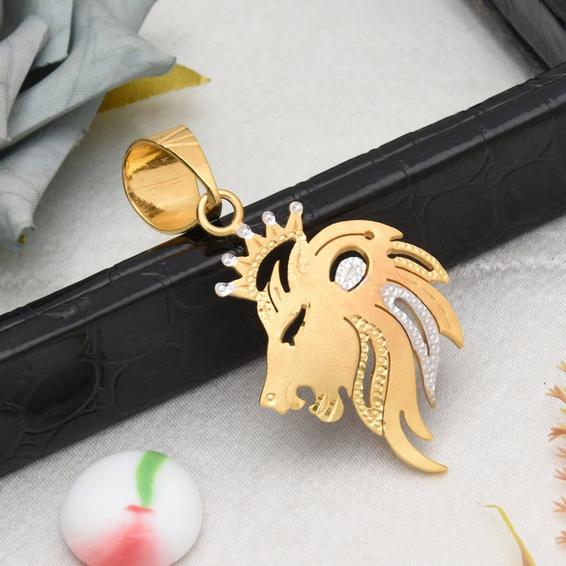 1 Gram Gold Plated Lion Decorative Design Best Quality Pendant for Men - Style B328 - AmazingBaba