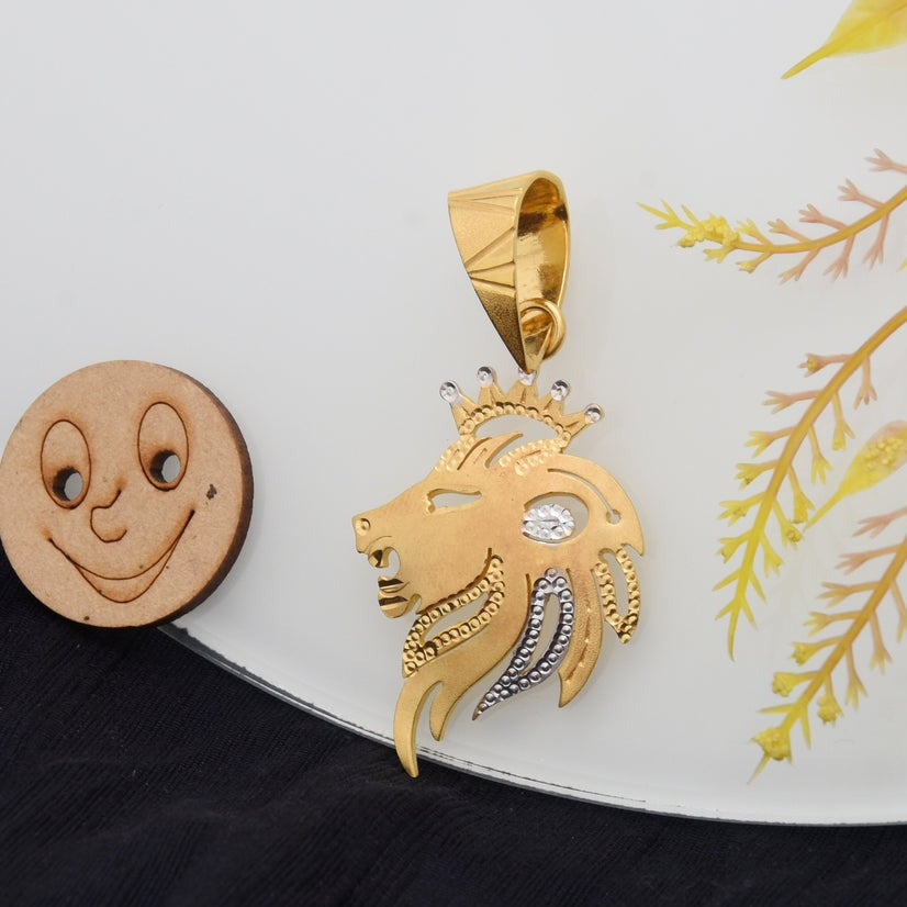 1 Gram Gold Plated Lion Decorative Design Best Quality Pendant for Men - Style B328 - AmazingBaba