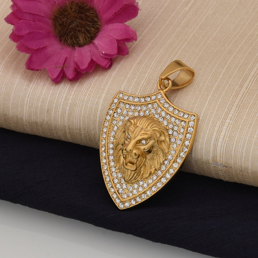 Lion with Diamond High-Quality Eye-Catching Design Pendant for Men - Style B472 - AmazingBaba