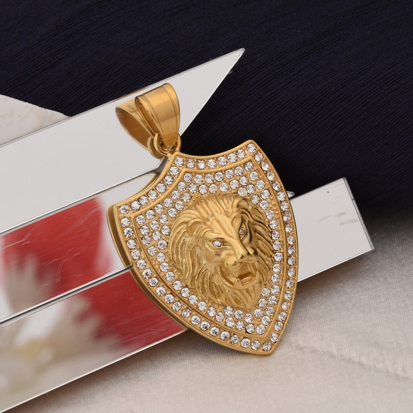 Lion with Diamond High-Quality Eye-Catching Design Pendant for Men - Style B472 - AmazingBaba