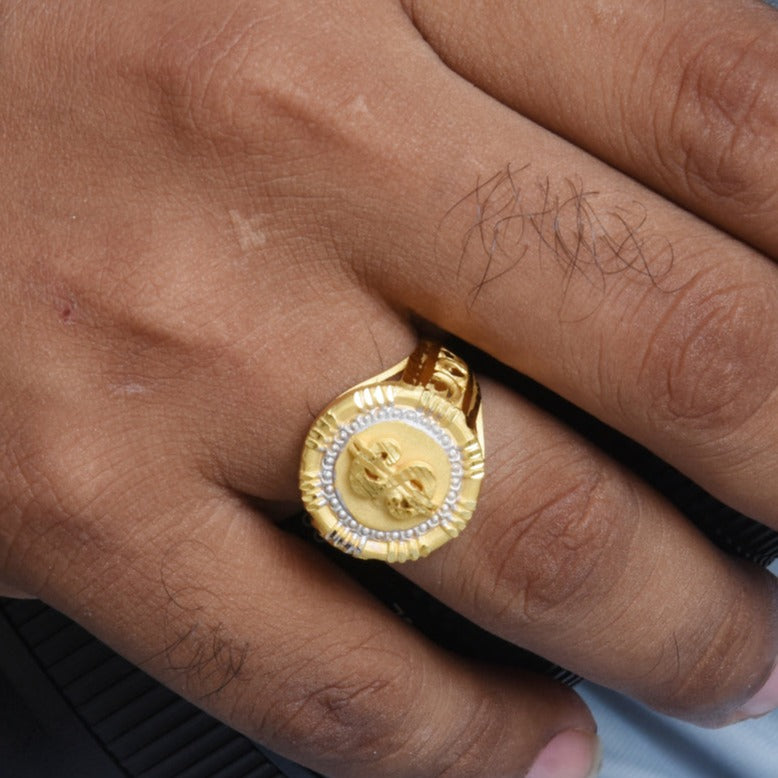 1 Gram Gold Plated Dollar Cool Design Superior Quality Ring for Men - Style B436 - AmazingBaba