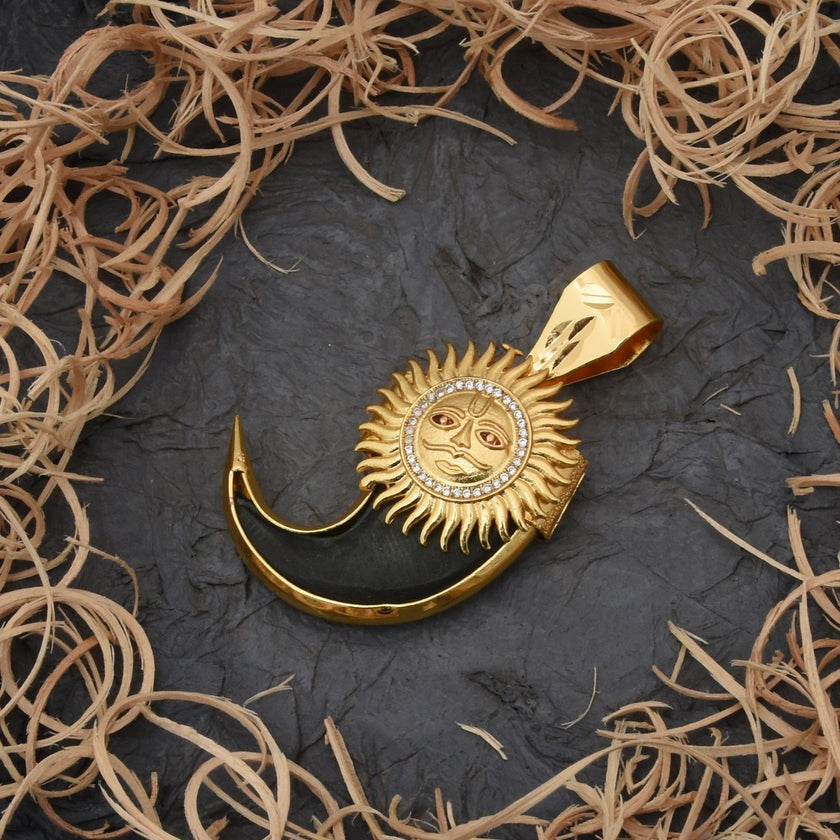 Sun Gorgeous Design Gold Plated Artificial Lion Nail Pendant for Men - Style B597 - AmazingBaba