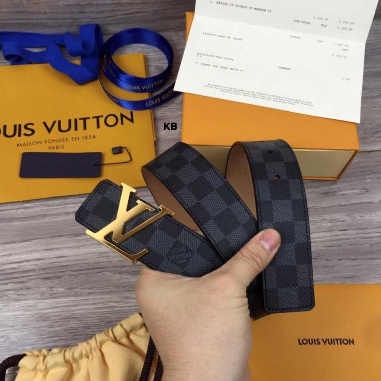 Lv initials damier unisex belt - AmazingBaba