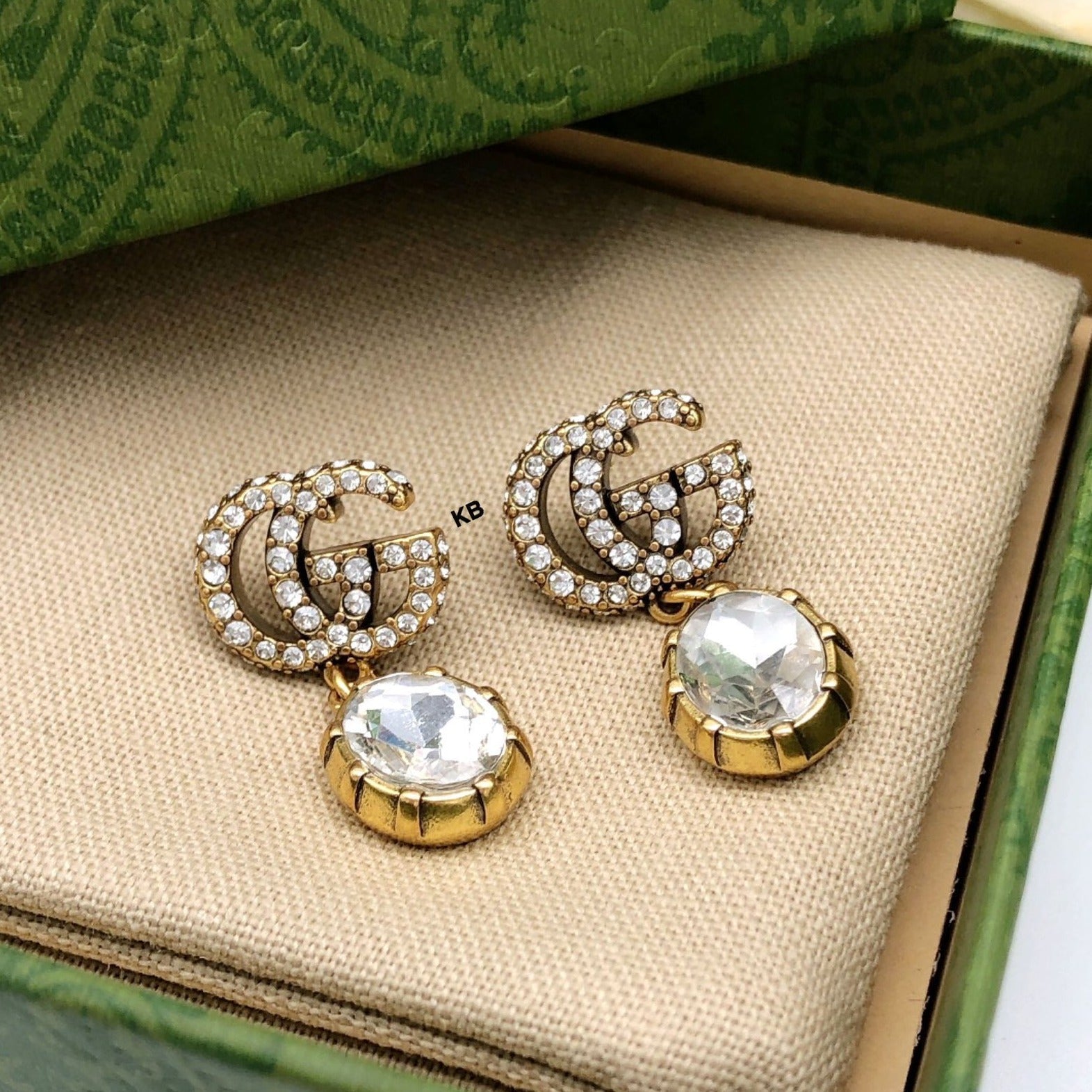 Amazing gc double g crystal earrings